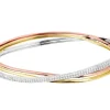 Bransoletka z  białego, żółtego i różowego złota z brylantami - 0,72 ct - próba 585