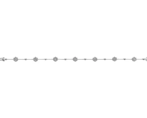 Bransoletka z białego złota z brylantami - 18 cm - 0,90 ct - próba 585
