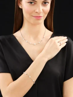 Bransoletka z białego złota z brylantami - 18 cm - 0,90 ct - próba 585