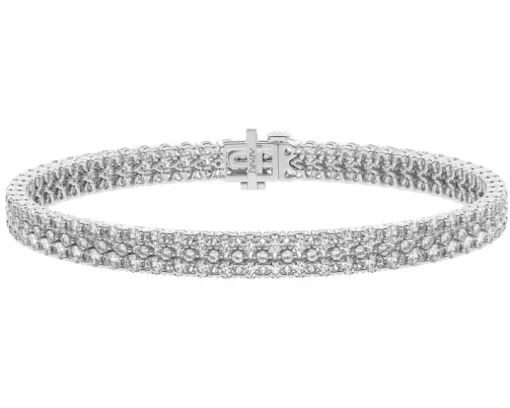 Bransoletka z białego złota z brylantami - 18 cm - 5,00 ct - próba 750