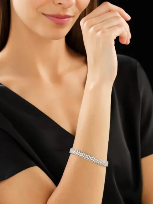 Bransoletka z białego złota z brylantami - 18 cm - 7,00 ct - próba 585