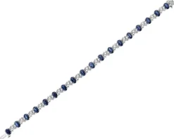 Bransoletka z białego złota z brylantami i szafirami - 18 cm - próba 585