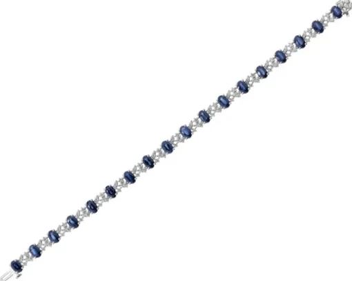 Bransoletka z białego złota z brylantami i szafirami - 18 cm - próba 585