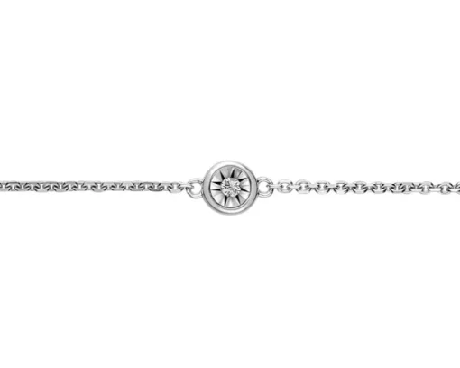 Bransoletka z białego złota z diamentem - 0,007 ct - próba 375