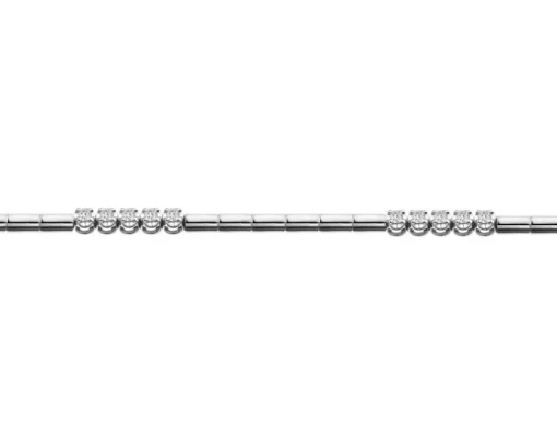 Bransoletka z białego złota z brylantami - 19 cm - 0,15 ct - próba 585