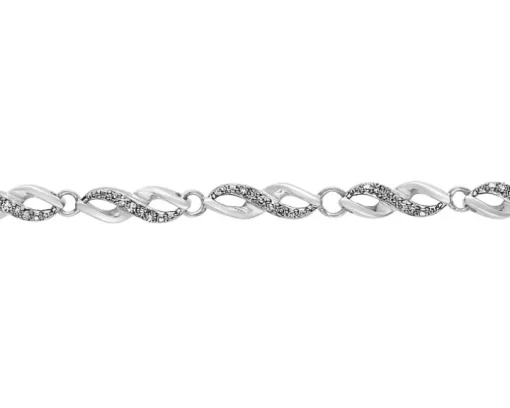 Bransoletka z białego złota z diamentami - 18 cm - 0,17 ct - próba 375