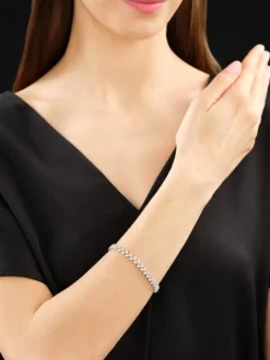 Bransoletka z białego złota z brylantami - 18 cm - 4,14 ct - próba 750