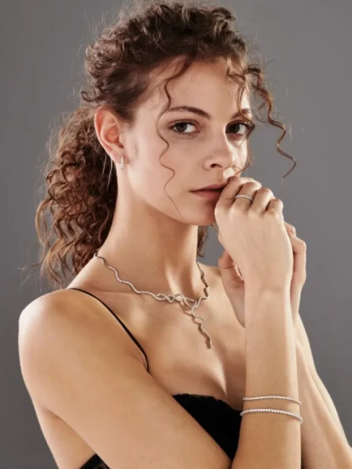 Bransoletka z białego złota z brylantami - 18 cm - 2,00 ct - próba 750
