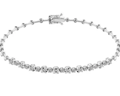 Bransoletka z białego złota z brylantami - 18 cm - 0,23 ct - próba 585