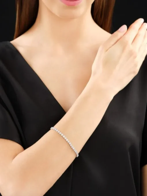 Bransoletka z  białego złota z diamentami - 18 cm - 1,00 ct - próba 585