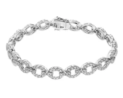 Bransoletka z białego złota z diamentami - 18 cm - 6,07 ct - próba 750