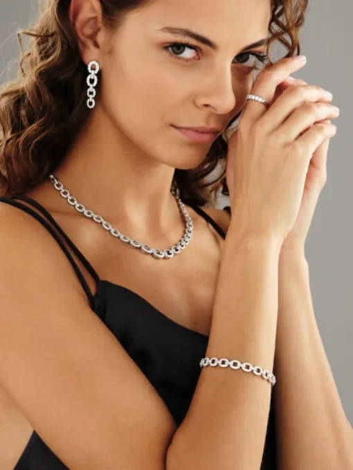 Bransoletka z białego złota z diamentami - 18 cm - 6,07 ct - próba 750