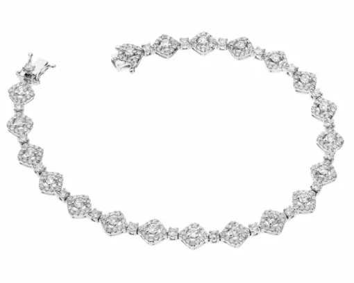 Bransoletka z białego złota z brylantami - 18 cm - 3,00 ct - próba 585