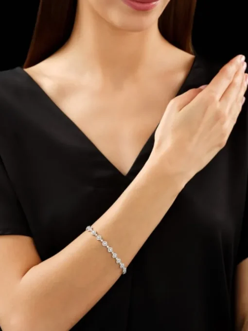 Bransoletka z białego złota z brylantami - 18 cm - 3,00 ct - próba 585