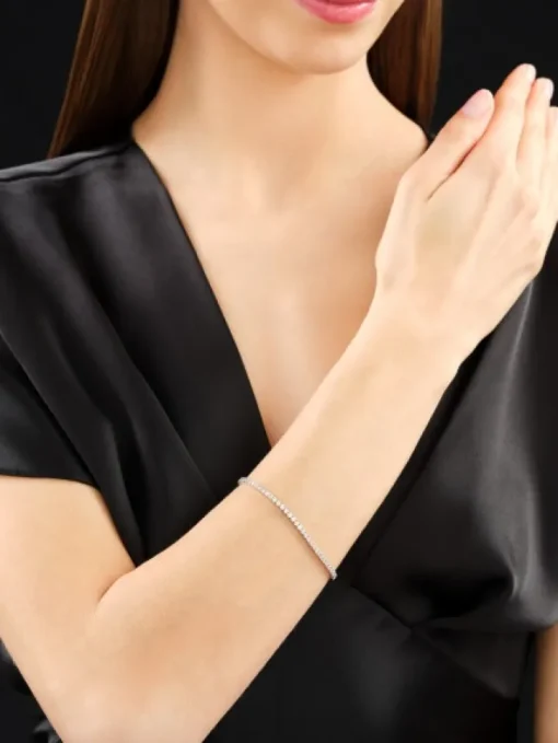 Bransoletka z białego złota z brylantami - 18 cm - 3,00 ct - próba 750