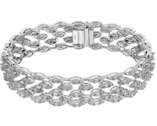 Bransoletka z białego złota z brylantami - 18 cm - 6,74 ct - próba 750