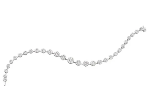 Bransoletka z białego złota z brylantami - 18 cm - 3,75 ct - próba 585