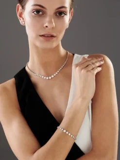 Bransoletka z białego złota z brylantami - 18 cm - 3,75 ct - próba 585