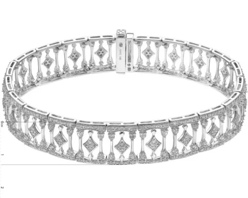 Bransoletka z białego złota z brylantami - 18 cm - 3,18 ct - próba 585