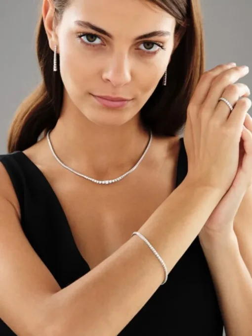Bransoletka z białego złota z brylantami - 19 cm - 2,11 ct - próba 750