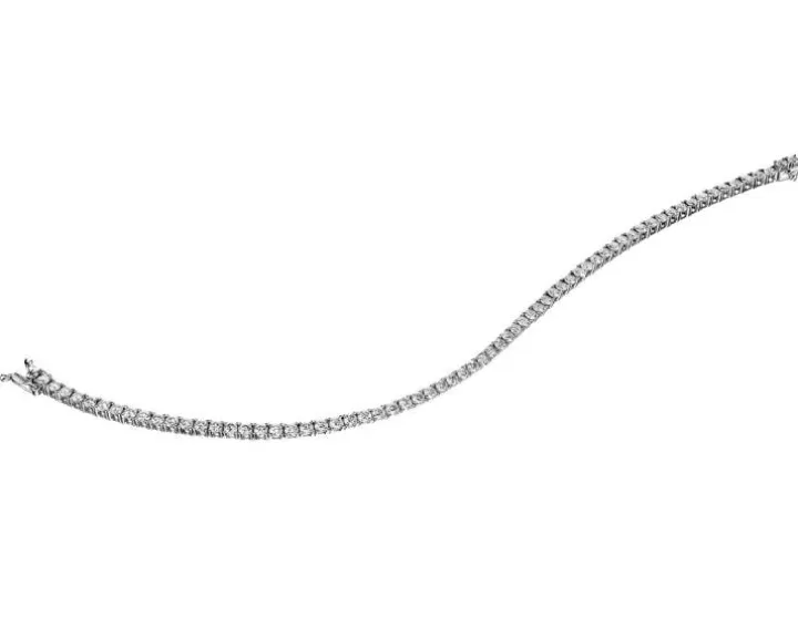 Bransoletka z białego złota z brylantami - 18 cm - 3,55 ct - próba 585