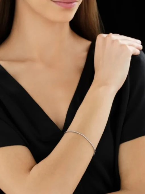 Bransoletka z białego złota z brylantami - 18 cm - 1,00 ct - próba 585