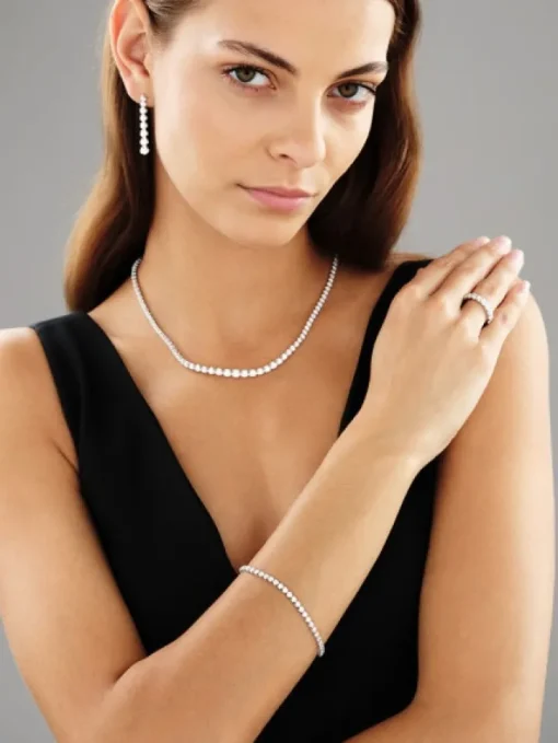 Bransoletka z białego złota z brylantami - 18 cm - 5,00 ct - próba 750