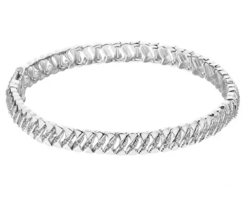 Bransoletka z białego złota z diamentami - 18 cm - 0,50 ct - próba 585