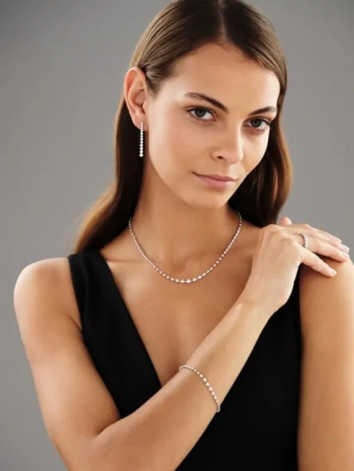 Bransoletka z białego złota z brylantami - 18 cm - 0,60 ct - próba 750