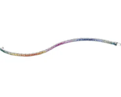 Bransoletka z białego złota z brylantami i szafirami kolorowymi - 19 cm - próba 585