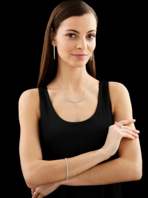 Bransoletka z białego złota z brylantami - 18 cm - 2,00 ct - próba 585
