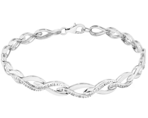 Bransoletka z białego złota z diamentami - 18 cm - 0,05 ct - próba 585