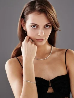 Bransoletka z białego złota z brylantami - 18 cm - 0,30 ct - próba 585