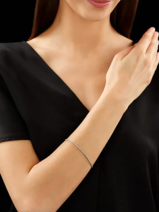 Bransoletka z białego złota z diamentami - 18 cm - 0,25 ct - próba 750