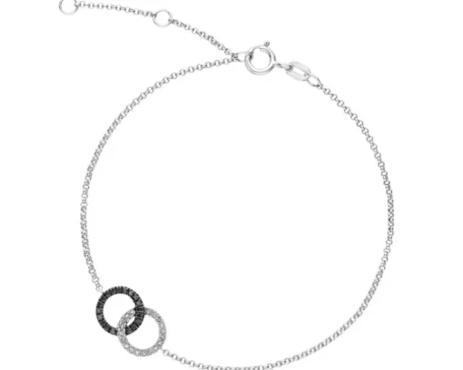 Bransoletka z białego złota z diamentami - 0,10 ct - próba 375