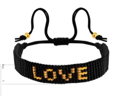 Bransoletka z elementami z żółtego złota i koralikami - love