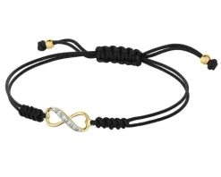 Bransoletka z elementami żółtego złota i diamentami - nieskończoność - 0,02 ct - próba 375