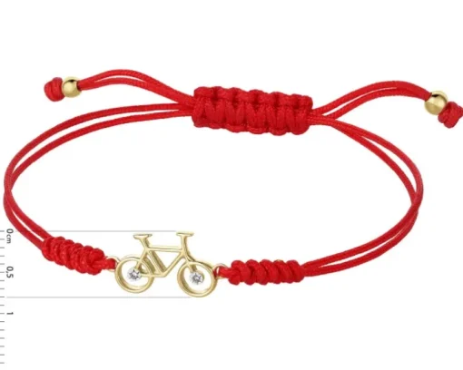 Bransoletka z elementami żółtego złota i diamentami - rower - 0,006 ct - próba 375