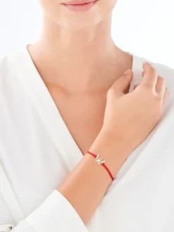 Bransoletka z elementami białego złota i diamentem - serca - 0,004 ct - próba 375