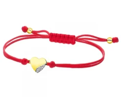 Bransoletka z elementami żółtego złota i brylantem - serce - 0,008 ct - próba 585