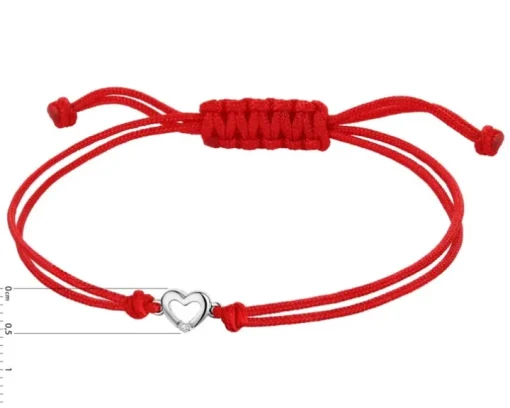 Bransoletka z elementami białego złota z diamentem - serce - 0,004 ct - próba 585