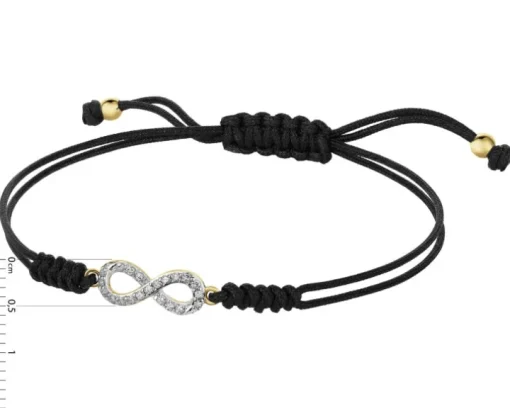 Bransoletka z elementami żółtego złota z diamentami - nieskończoność - 0,08 ct - próba 375