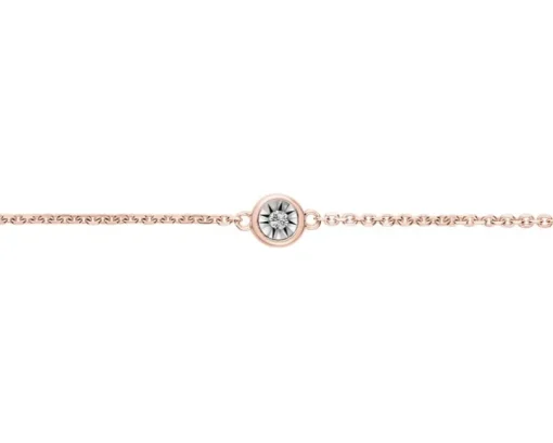 Bransoletka z różowego i białego złota z diamentem - 0,007 ct - próba 375