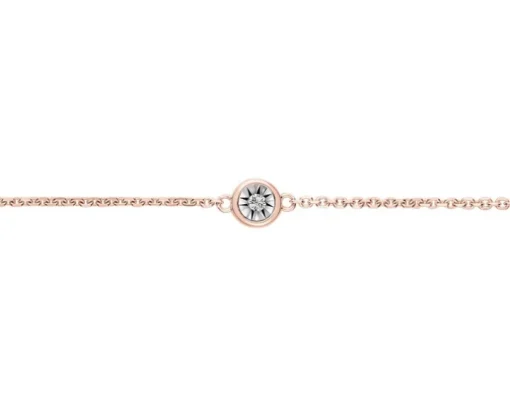 Bransoletka z różowego i białego złota z diamentem - 0,007 ct - próba 585