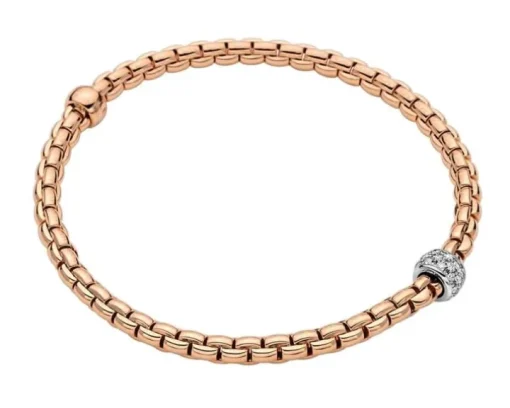 Bransoletka z różowego i białego złota z brylantami - 0,19 ct - próba 750