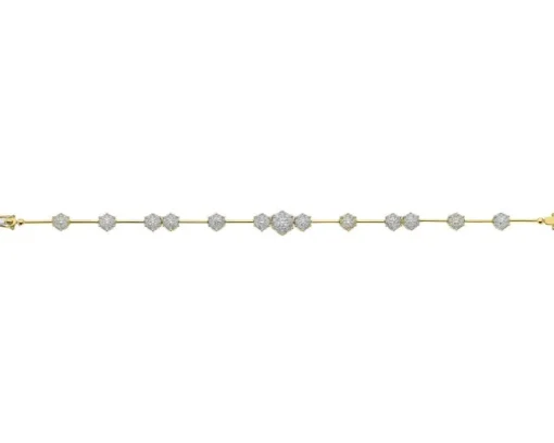 Bransoletka z żółtego i białego złota z brylantami - 18 cm - 1,75 ct - próba 585