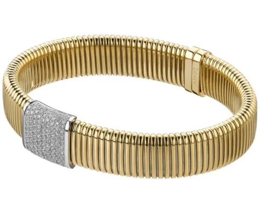 Bransoletka z żółtego i białego złota z brylantami - 0,68 ct - próba 750