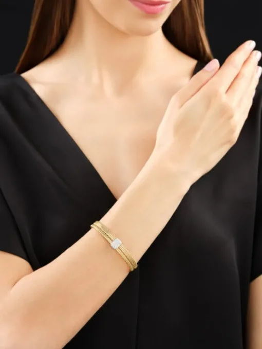 Bransoletka z żółtego i białego złota z brylantami - 0,29 ct - próba 750
