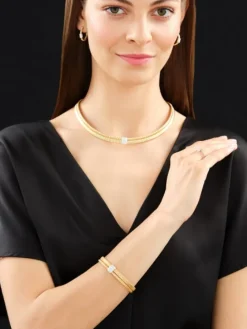 Bransoletka z żółtego i białego złota z brylantami - 0,29 ct - próba 750