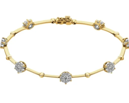 Bransoletka z żółtego i białego złota z brylantami - 18 cm - 0,90 ct - próba 585
